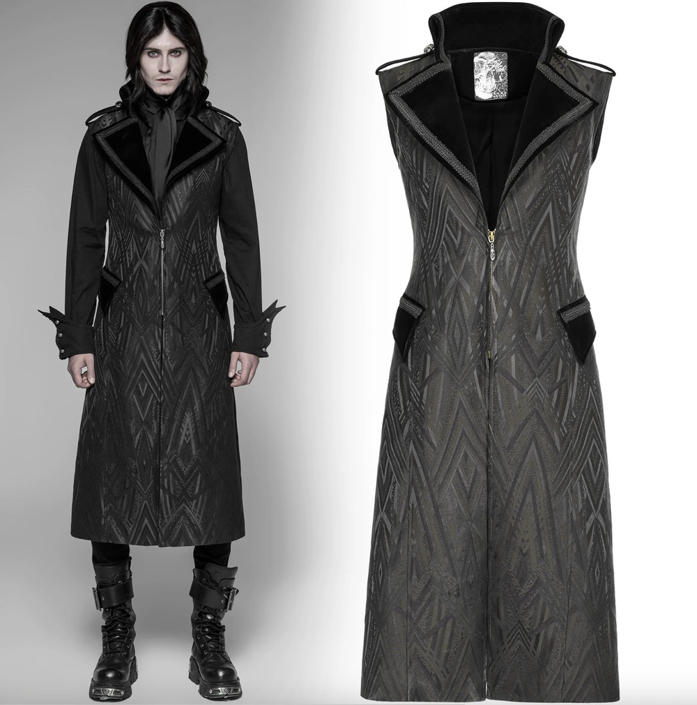 Punk Rave Mens Mirage Medieval Jacquard Gothic Long Vest M/L Steampunk
